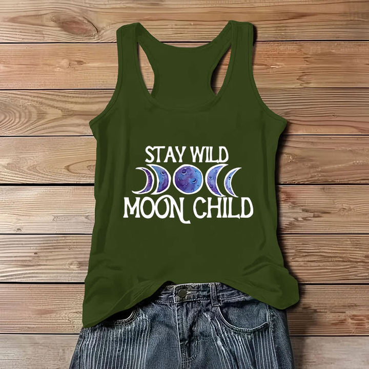 Olivenorma "MANTENTE SALVAJE, NIÑA DE LA LUNA" Camiseta sin mangas espiritual suave con fases lunares - image 12