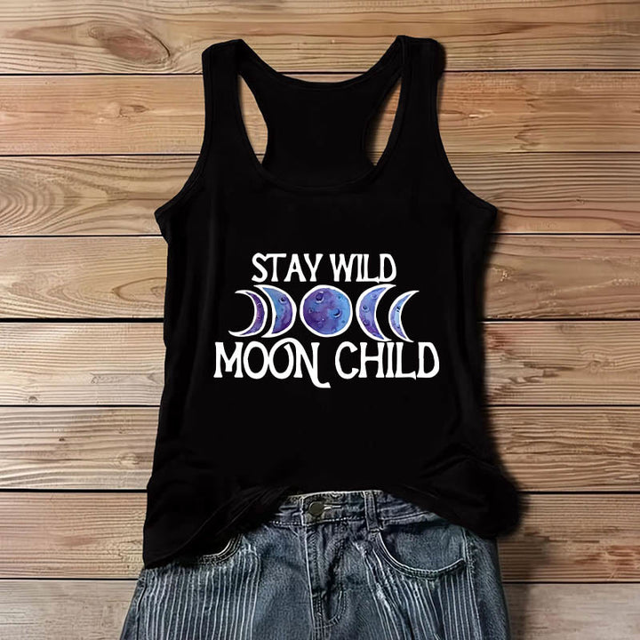 Olivenorma "MANTENTE SALVAJE, NIÑA DE LA LUNA" Camiseta sin mangas espiritual suave con fases lunares - image 6