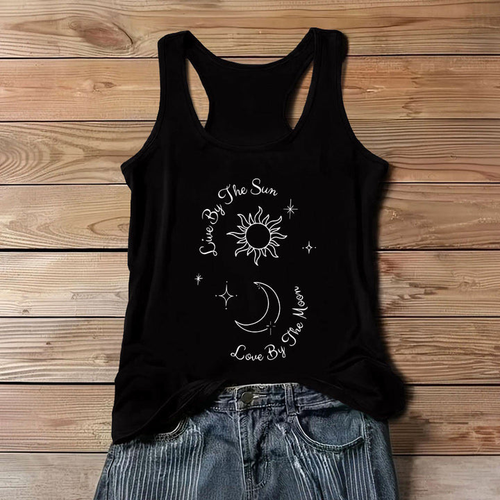 Olivenorma "Vive al sol, ama a la luna" Camiseta sin mangas cómoda Luna y Sol - Negro - 3XL - image 8