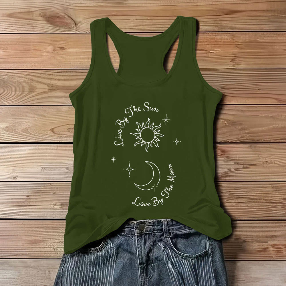 Olivenorma "Vive al sol, ama a la luna" Camiseta sin mangas cómoda Luna y Sol - Verde - 3XL - image 1