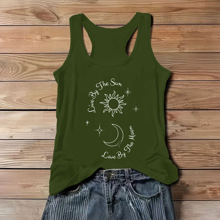Olivenorma "Vive al sol, ama a la luna" Camiseta sin mangas cómoda Luna y Sol - Verde - 3XL - image 1