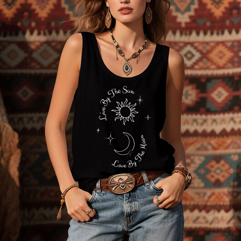 Olivenorma "Vive al sol, ama a la luna" Camiseta sin mangas cómoda Luna y Sol - image 9