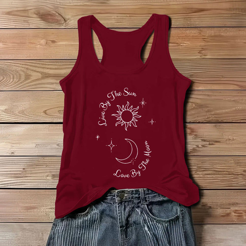 Olivenorma "Vive al sol, ama a la luna" Camiseta sin mangas cómoda Luna y Sol - Rojo - 3XL - image 12