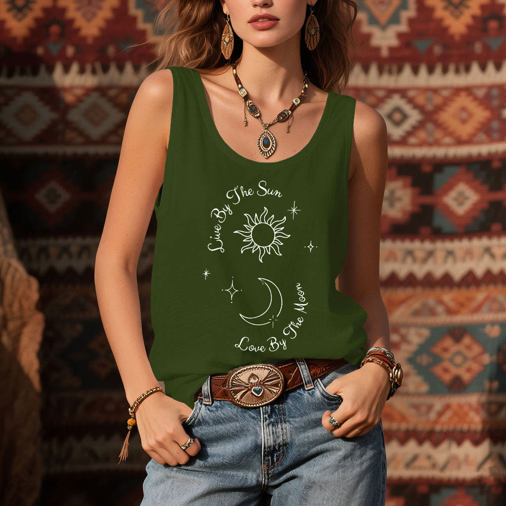 Olivenorma "Vive al sol, ama a la luna" Camiseta sin mangas cómoda Luna y Sol - image 2
