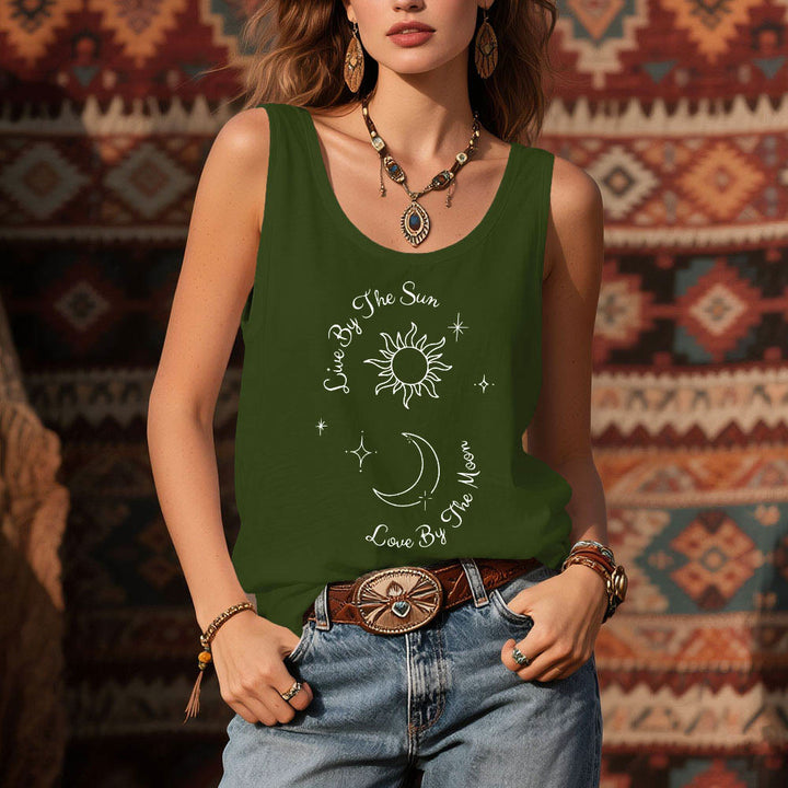Olivenorma "Vive al sol, ama a la luna" Camiseta sin mangas cómoda Luna y Sol - image 2