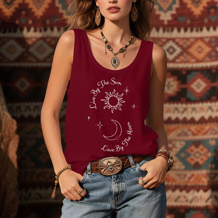 Olivenorma "Vive al sol, ama a la luna" Camiseta sin mangas cómoda Luna y Sol - image 13