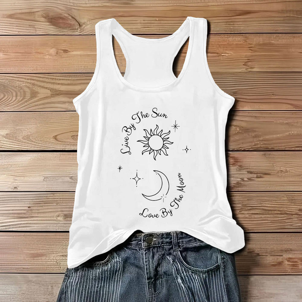 Olivenorma "Vive al sol, ama a la luna" Camiseta sin mangas cómoda Luna y Sol - Blanco - 3XL - image 6