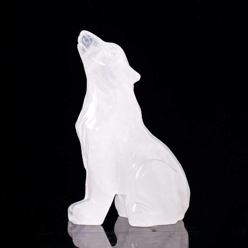 Adorno de piedra preciosa con forma de niño lobo de cristal natural de Olivenorma 