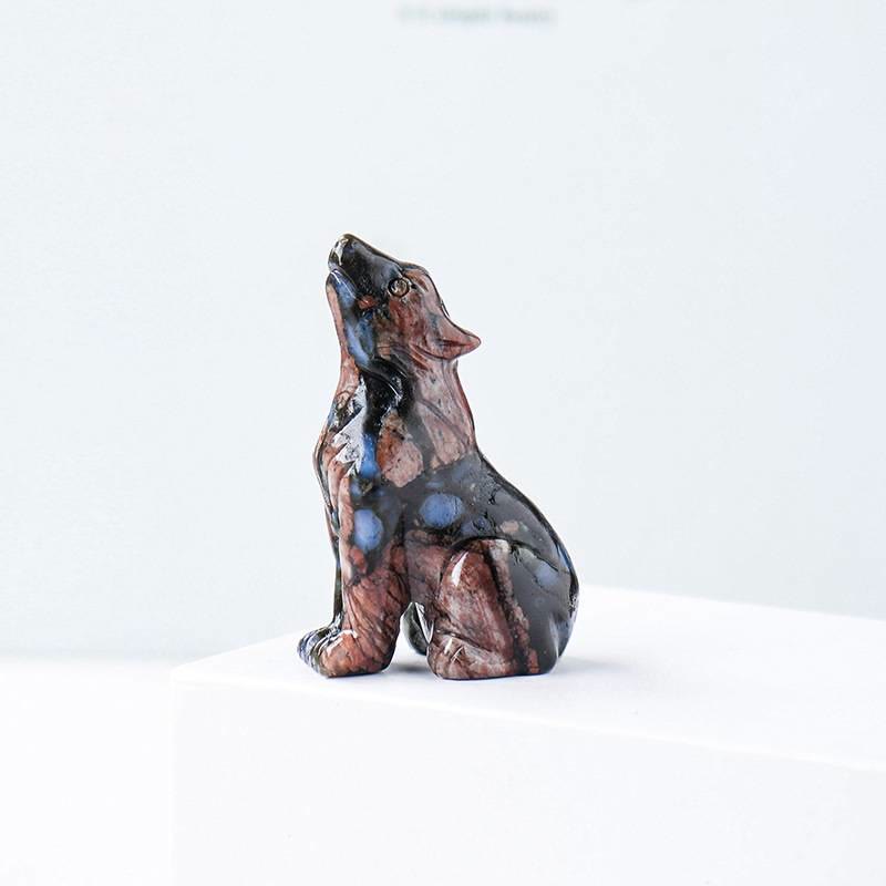Adorno de piedra preciosa con forma de niño lobo de cristal natural de Olivenorma 