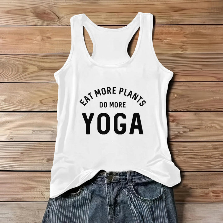 Camiseta sin mangas Olivenorma "COME MÁS PLANTAS, HAZ MÁS YOGA" - Blanco - 3XL - image 7
