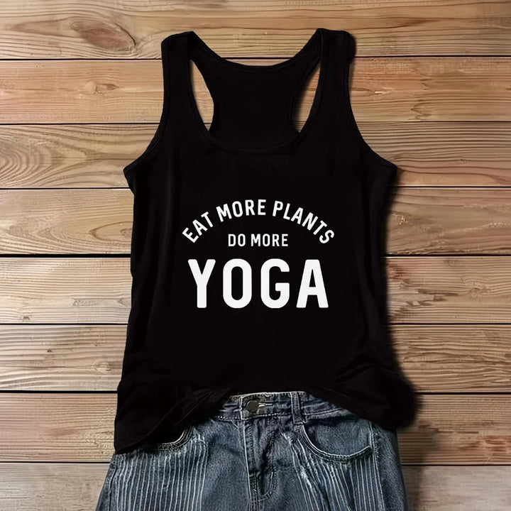 Camiseta sin mangas Olivenorma "COME MÁS PLANTAS, HAZ MÁS YOGA" - Negro - 3XL - image 5