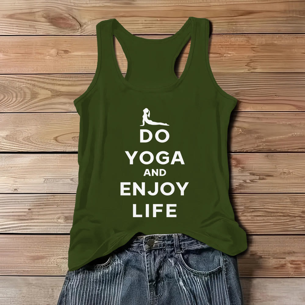 Camiseta espiritual Olivenorma "PRACTICA YOGA Y DISFRUTA LA VIDA" para mujer, suave y sin mangas - Verde - 3XL - image 1