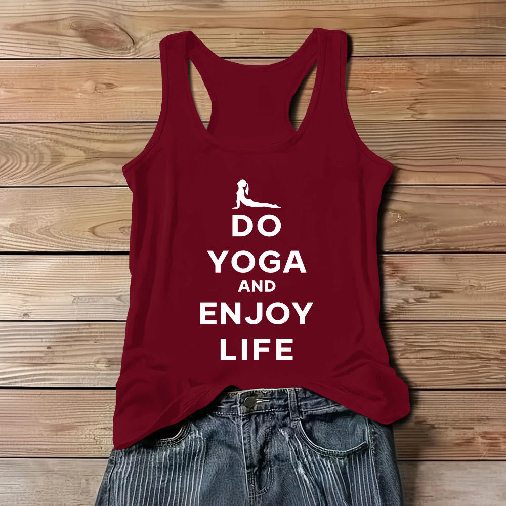 Camiseta espiritual Olivenorma "PRACTICA YOGA Y DISFRUTA LA VIDA" para mujer, suave y sin mangas - Rojo - 3XL - image 11