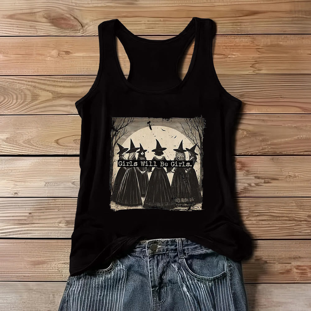 Olivenorma "CHICAS AYUDARÁN A CHICAS" Camiseta sin mangas espiritual de Power Witches para niñas - Negro - 3XL - image 5