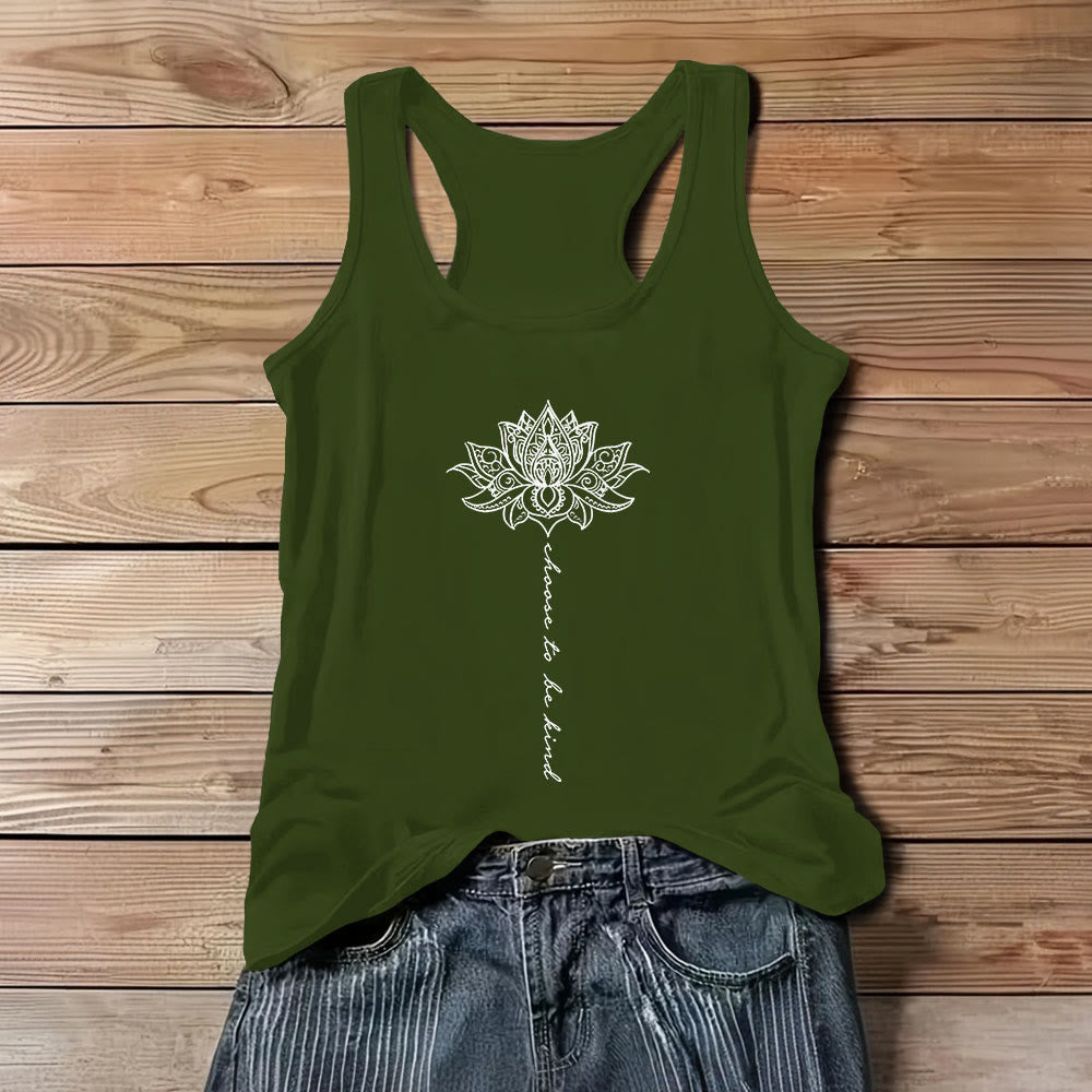 Camiseta sin mangas Olivenorma "Elige ser amable" con el loto, espiritual y pacífica. - Verde - 3XL - image 1