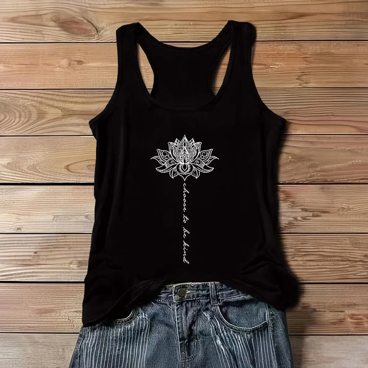 Camiseta sin mangas Olivenorma "Elige ser amable" con el loto, espiritual y pacífica. - Negro - 3XL - image 5