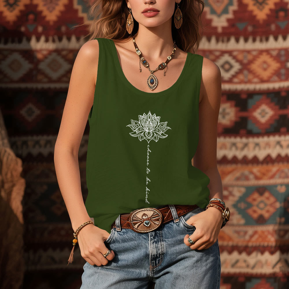 Camiseta sin mangas Olivenorma "Elige ser amable" con el loto, espiritual y pacífica. - image 2