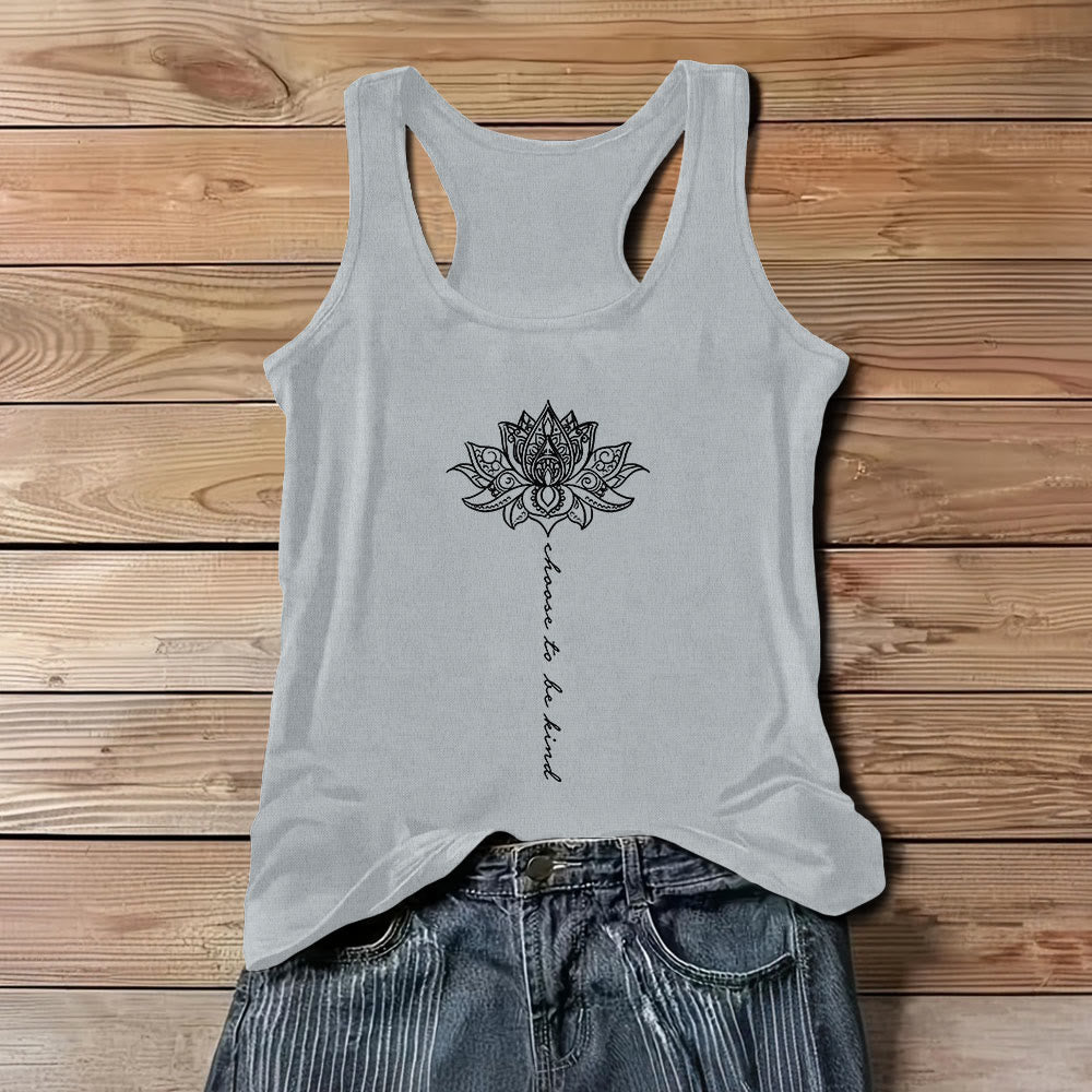 Camiseta sin mangas Olivenorma "Elige ser amable" con el loto, espiritual y pacífica. - Gris - 3XL - image 9
