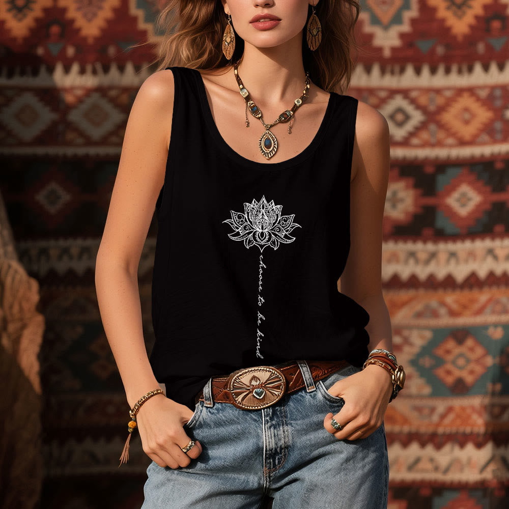 Camiseta sin mangas Olivenorma "Elige ser amable" con el loto, espiritual y pacífica. - image 6