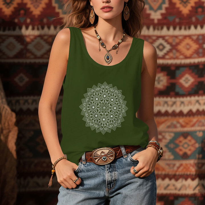 Camiseta sin mangas con estampado floral de mandala de Olivenorma para mujer  - image 12