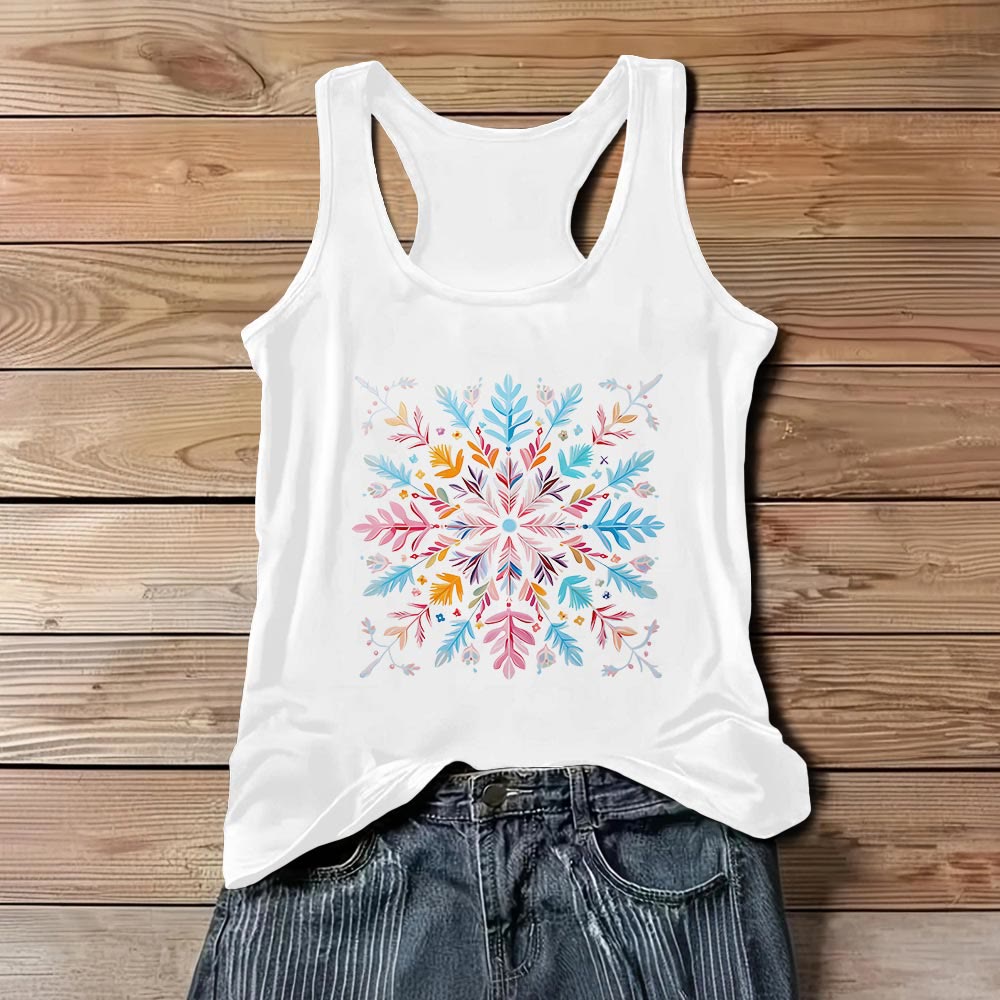 Camisetas de verano Olivenorma con mandalas coloridos y flores para mujer, estilo espiritual - Blanco - 3XL - image 1