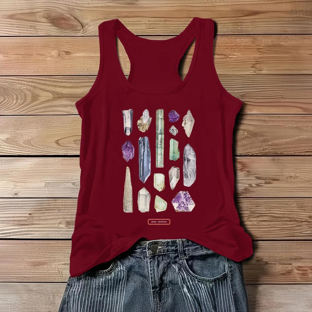 Camiseta sin mangas para mujer Olivenorma "CRISTAL DE ROCA" con minerales y piedras preciosas en bruto   - Rojo - 3XL - image 9