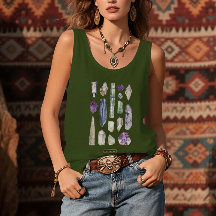 Camiseta sin mangas para mujer Olivenorma "CRISTAL DE ROCA" con minerales y piedras preciosas en bruto   - image 12