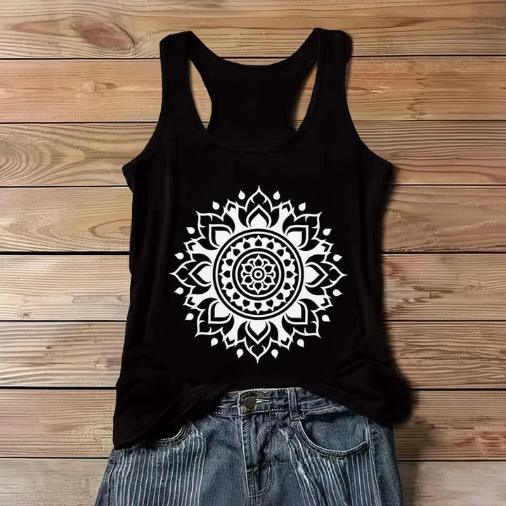 Olivenorma Boho Mandala - Camiseta de tirantes holgada para mujer - Negro - 3XL - image 5