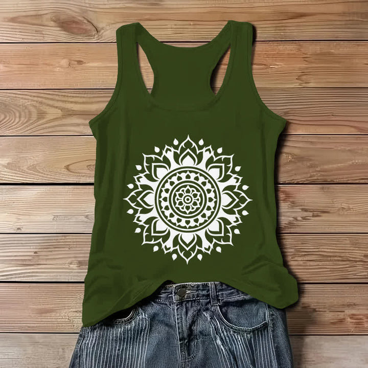 Olivenorma Boho Mandala - Camiseta de tirantes holgada para mujer - Verde - 3XL - image 9