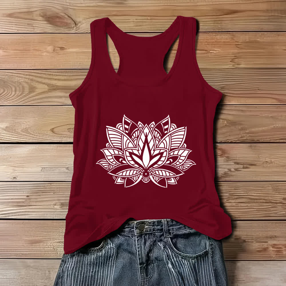 Camiseta sin mangas Olivenorma con mandala de yoga y flor de loto - Rojo - 3XL - image 1
