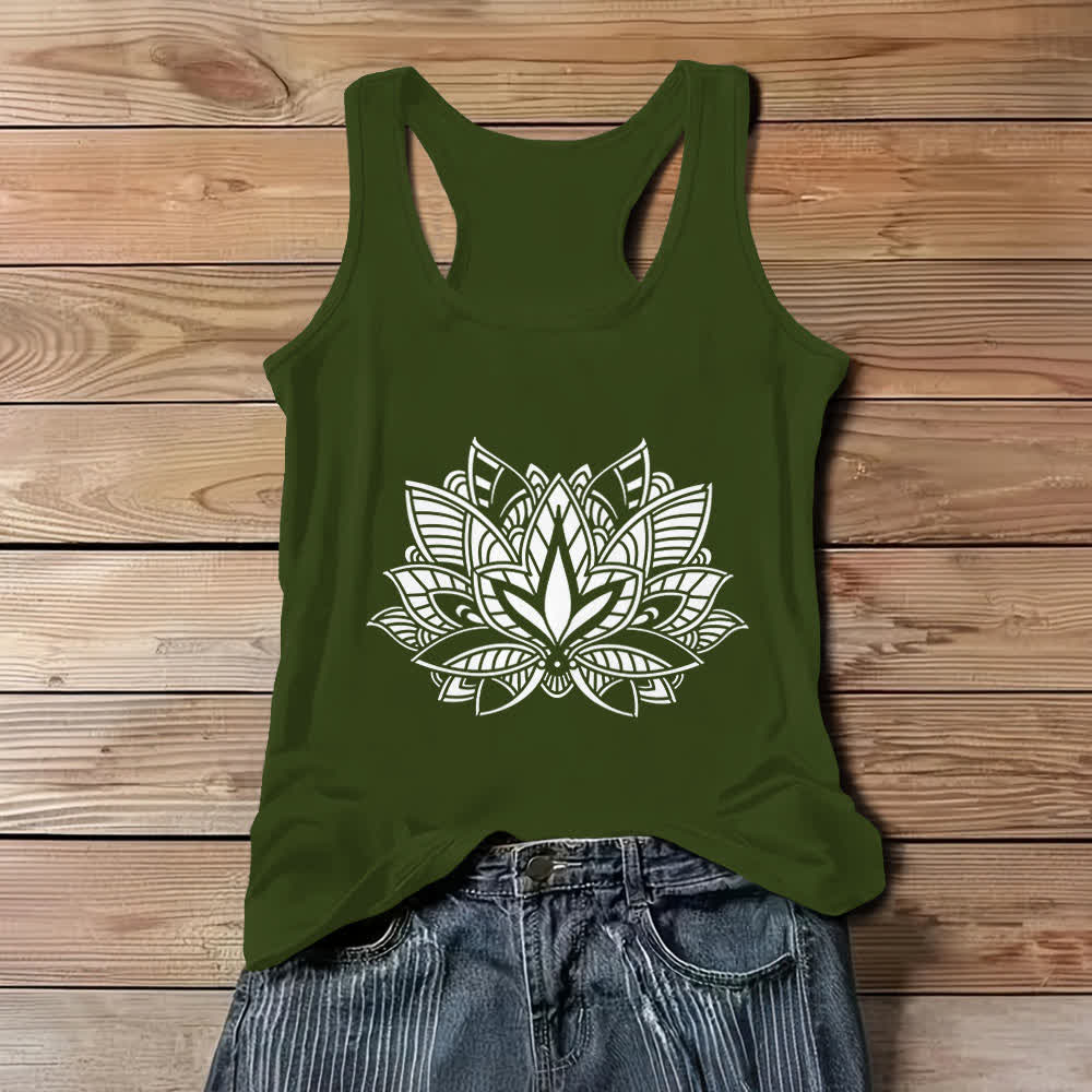 Camiseta sin mangas Olivenorma con mandala de yoga y flor de loto - Verde - 3XL - image 9