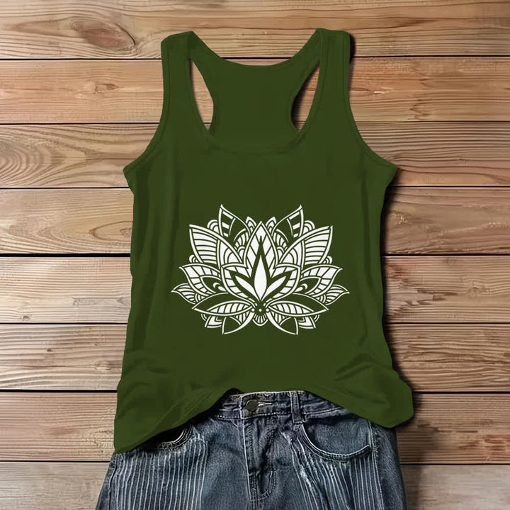 Camiseta sin mangas Olivenorma con mandala de yoga y flor de loto - Verde - 3XL - image 9
