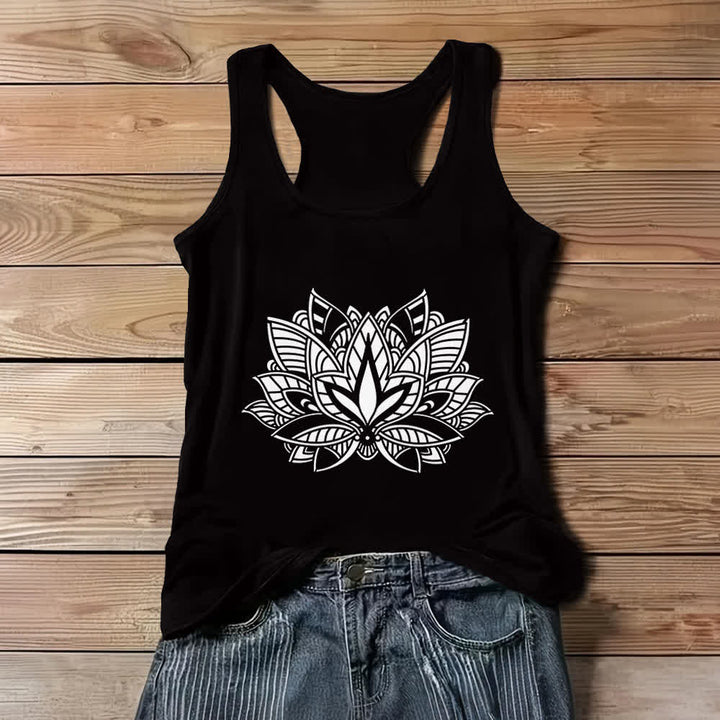 Camiseta sin mangas Olivenorma con mandala de yoga y flor de loto - Negro - 3XL - image 5