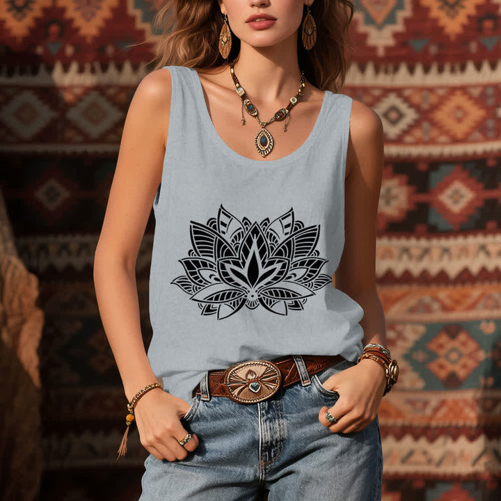 Camiseta sin mangas Olivenorma con mandala de yoga y flor de loto - image 8
