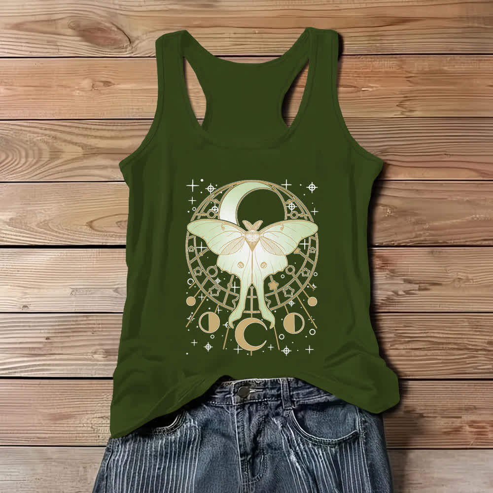 Camiseta sin mangas Olivenorma Boho Celestial Moon Phase Luna Moth - Verde - 3XL - image 9