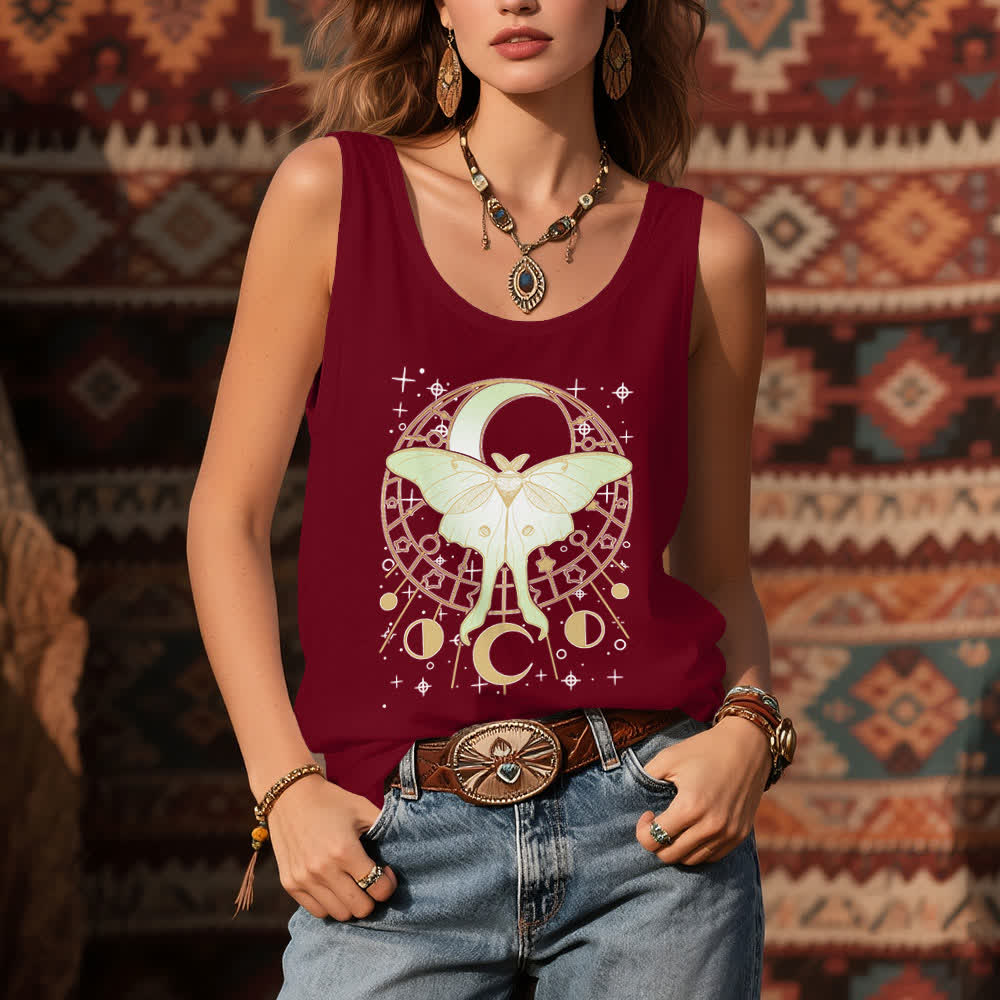 Camiseta sin mangas Olivenorma Boho Celestial Moon Phase Luna Moth - image 8