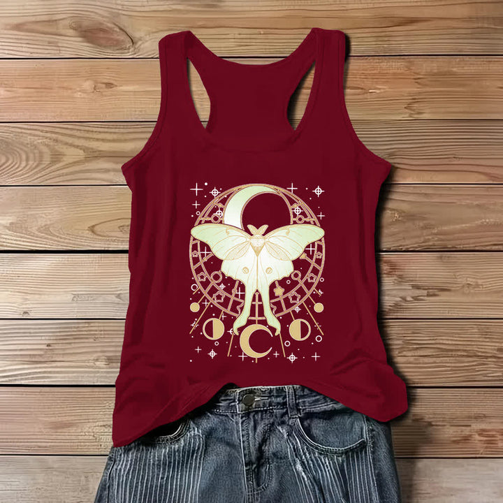 Camiseta sin mangas Olivenorma Boho Celestial Moon Phase Luna Moth - Rojo - 3XL - image 7