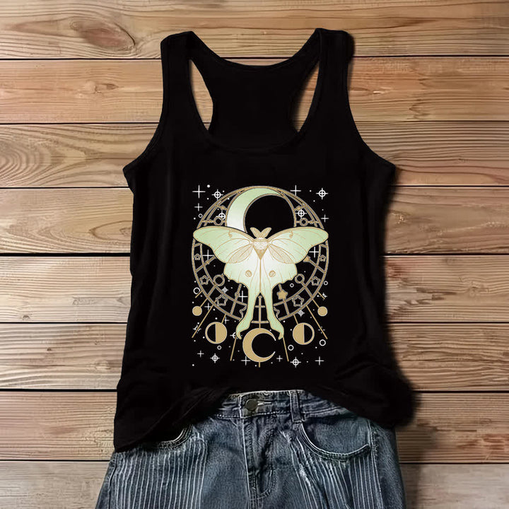 Camiseta sin mangas Olivenorma Boho Celestial Moon Phase Luna Moth - Negro - 3XL - image 3