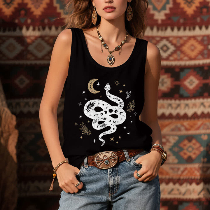 Camiseta sin mangas Olivenorma con diseño de serpiente celestial para mujer - image 4