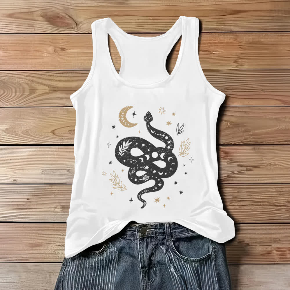 Camiseta sin mangas Olivenorma con diseño de serpiente celestial para mujer - Blanco - 3XL - image 1