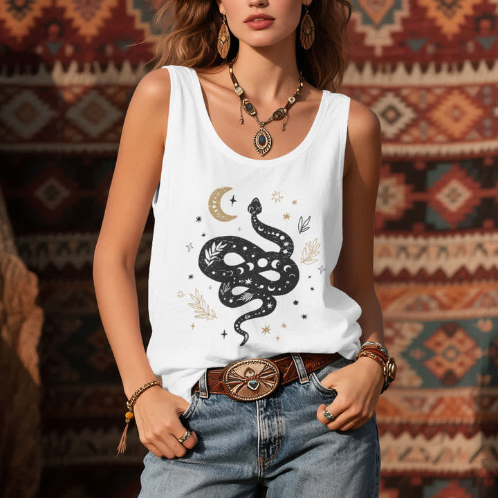 Camiseta sin mangas Olivenorma con diseño de serpiente celestial para mujer - image 2