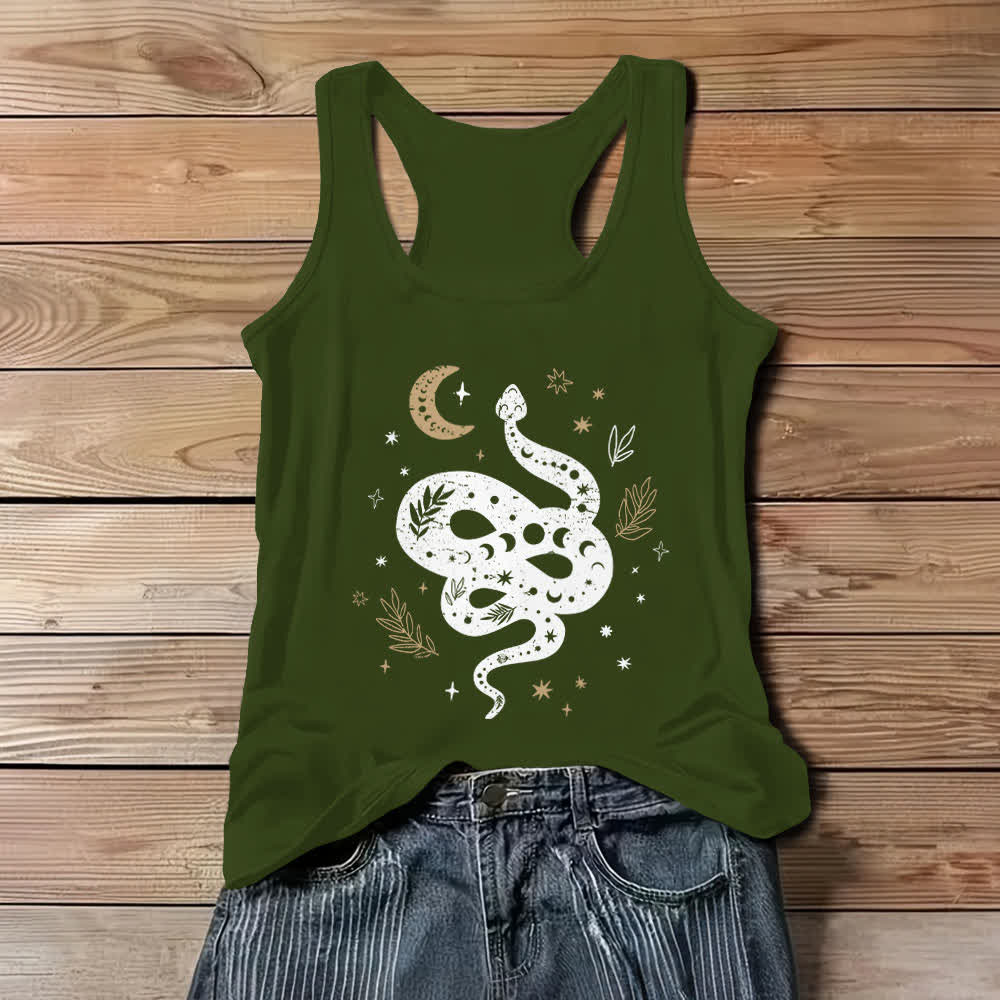 Camiseta sin mangas Olivenorma con diseño de serpiente celestial para mujer - Verde - 3XL - image 9