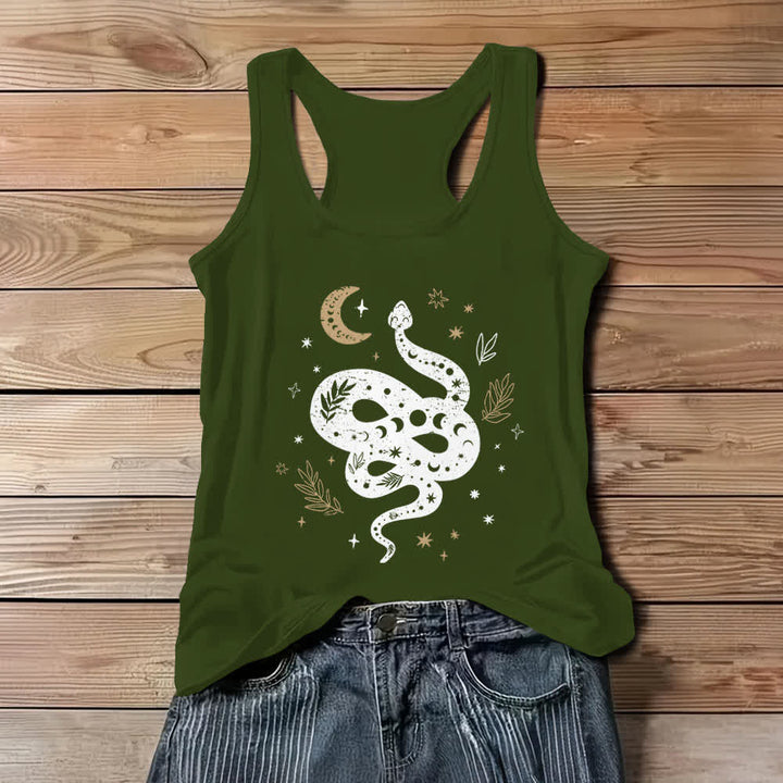 Camiseta sin mangas Olivenorma con diseño de serpiente celestial para mujer - Verde - 3XL - image 9