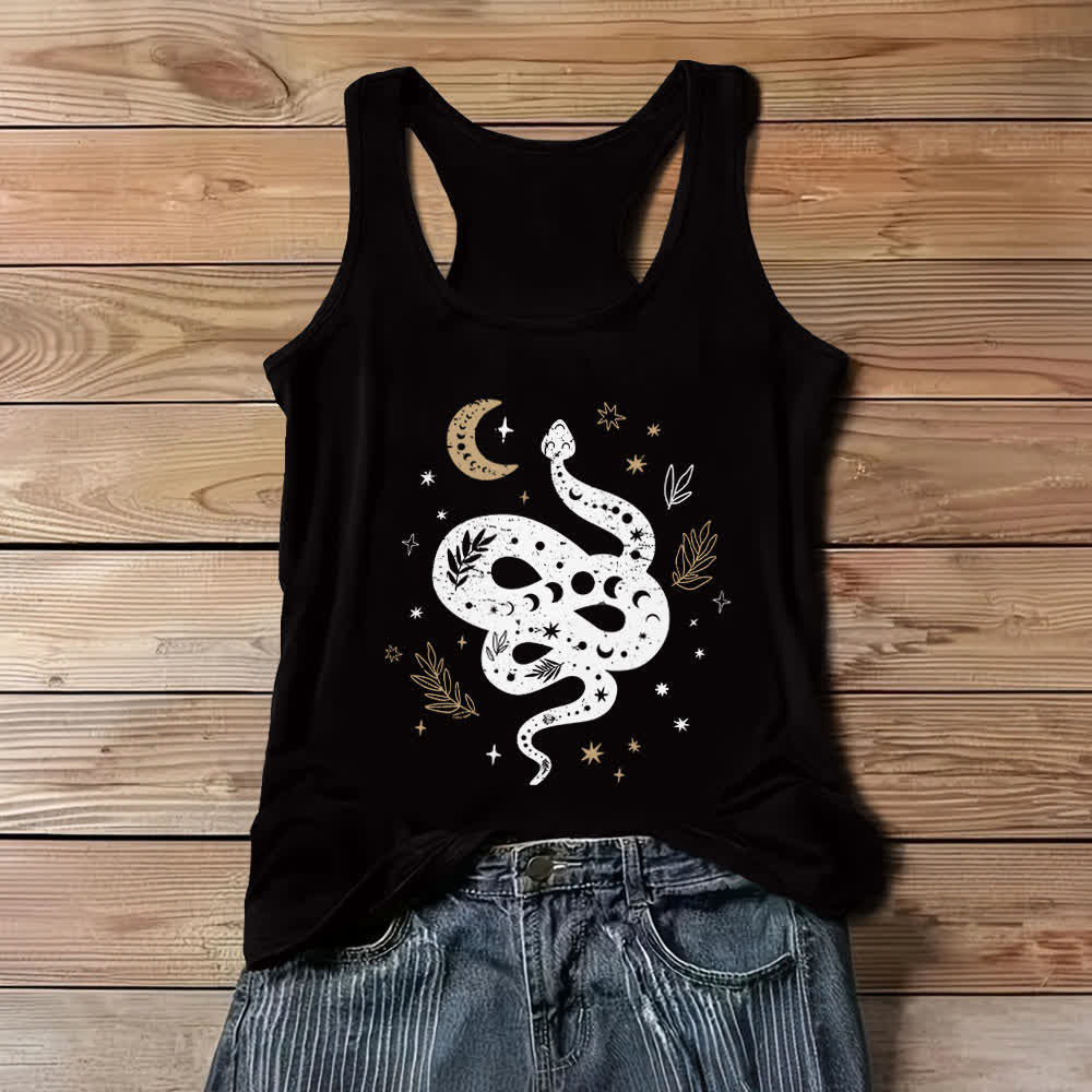 Camiseta sin mangas Olivenorma con diseño de serpiente celestial para mujer - Negro - 3XL - image 3