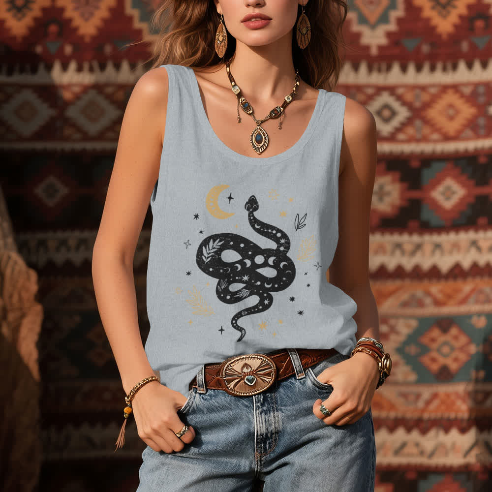 Camiseta sin mangas Olivenorma con diseño de serpiente celestial para mujer - image 6