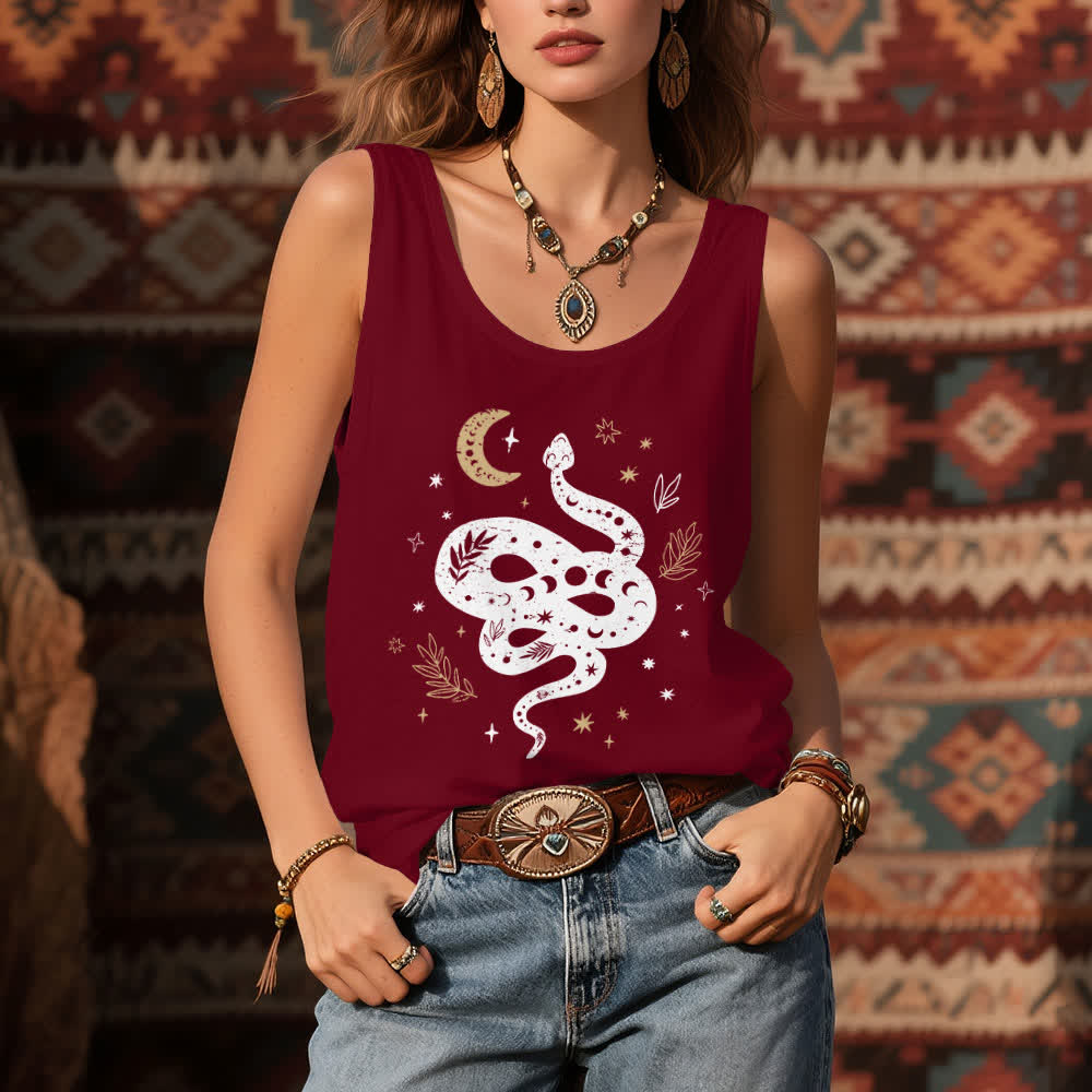 Camiseta sin mangas Olivenorma con diseño de serpiente celestial para mujer - image 8