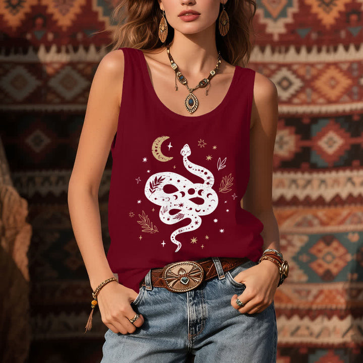 Camiseta sin mangas Olivenorma con diseño de serpiente celestial para mujer - image 8