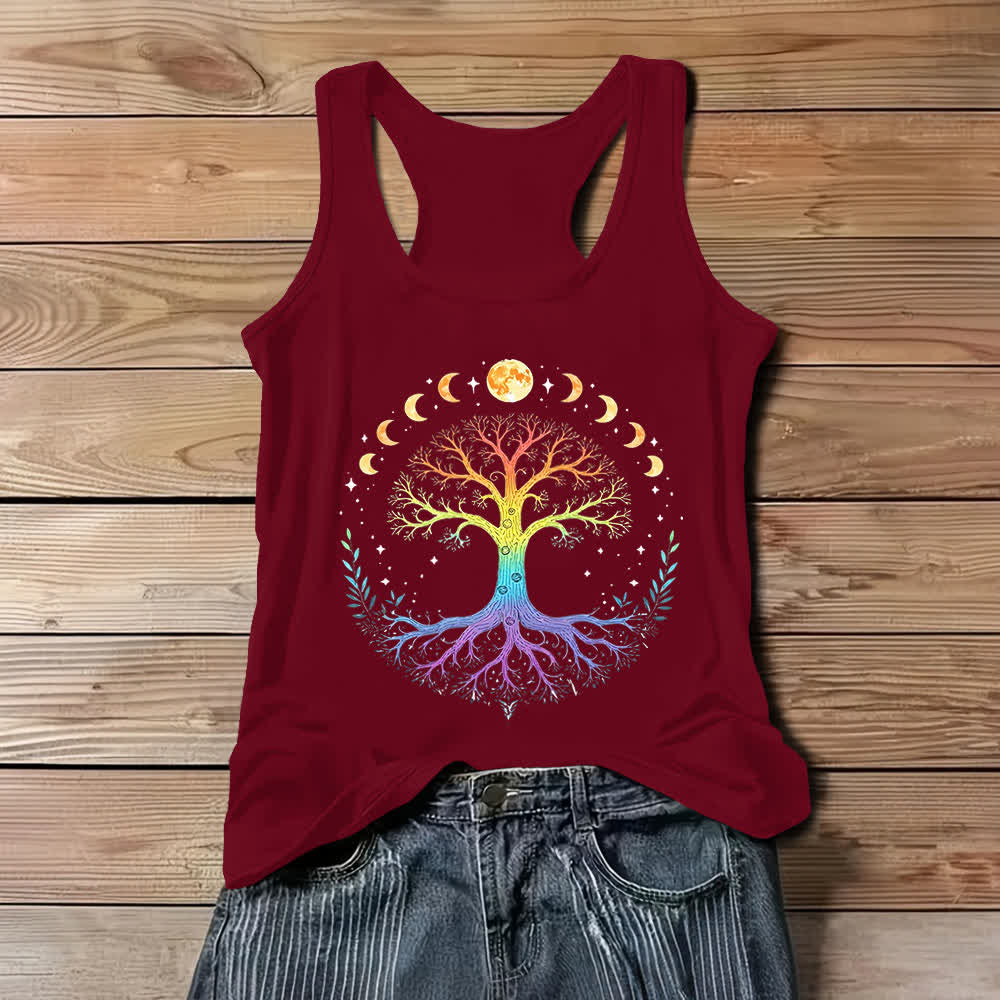 Olivenorma - Camiseta sin mangas elástica holgada con el árbol de la vida - Rojo - 3XL - image 7