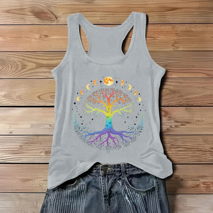 Olivenorma - Camiseta sin mangas elástica holgada con el árbol de la vida - Gris - 3XL - image 5