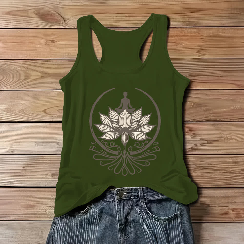 Camiseta Olivenorma de cuello redondo para meditación de loto - Verde - 3XL - image 9